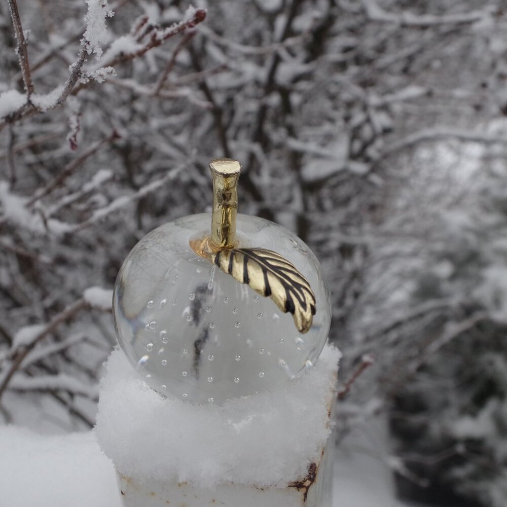 Vintage Bubble Crystal Apple Glass Paper Weight